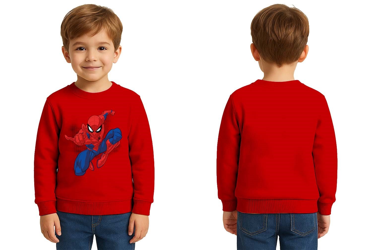 Spiderman baskılı örümcek adam pamuklu kumaş çocuk sweatshirt