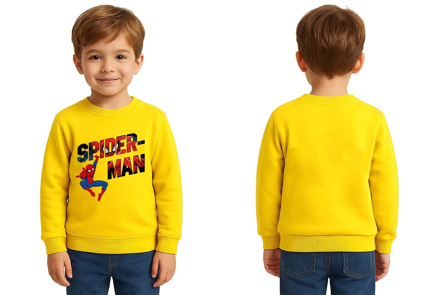 Spiderman baskılı örümcek adam pamuklu kumaş çocuk sweatshirt