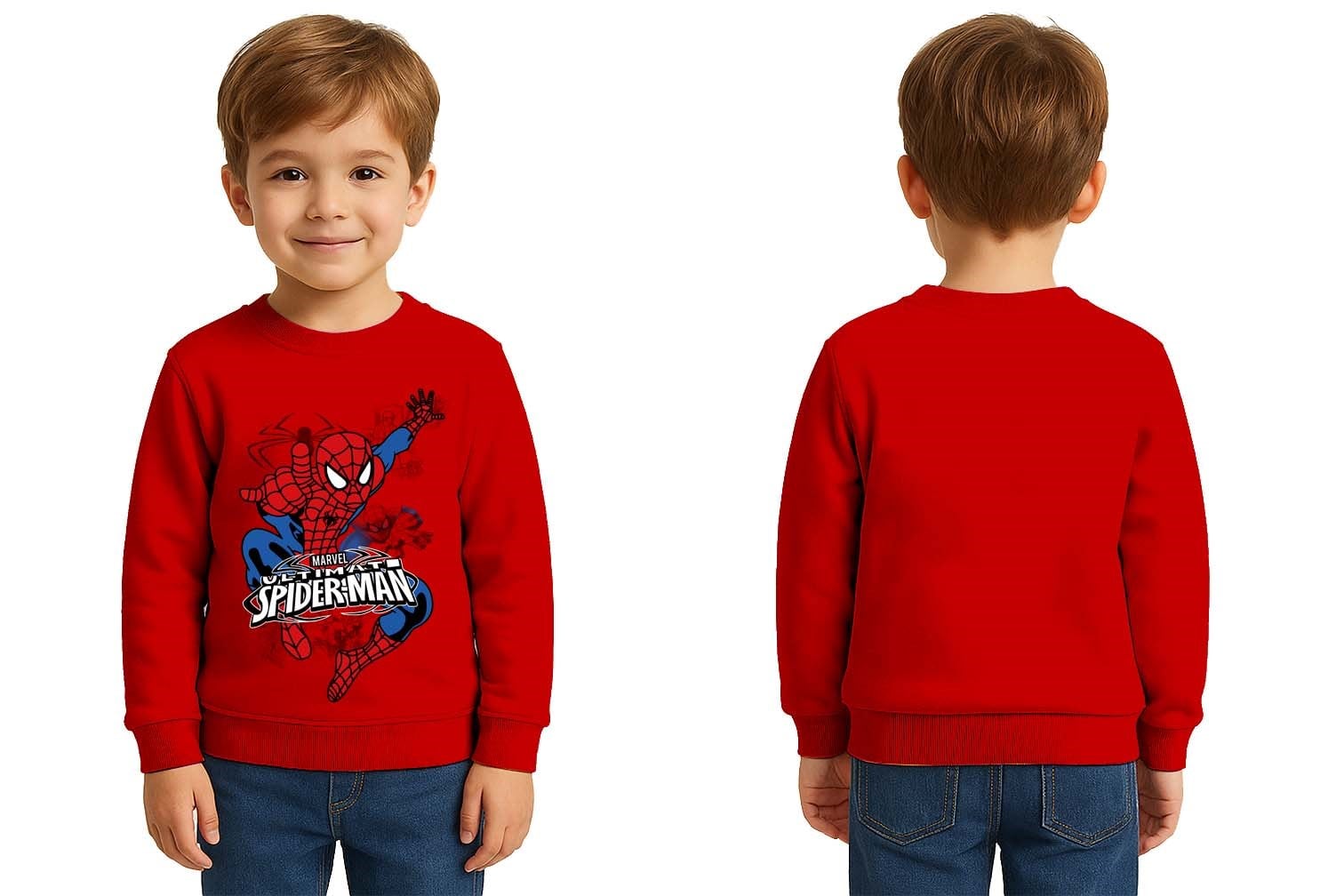Spiderman baskılı örümcek adam pamuklu kumaş çocuk sweatshirt