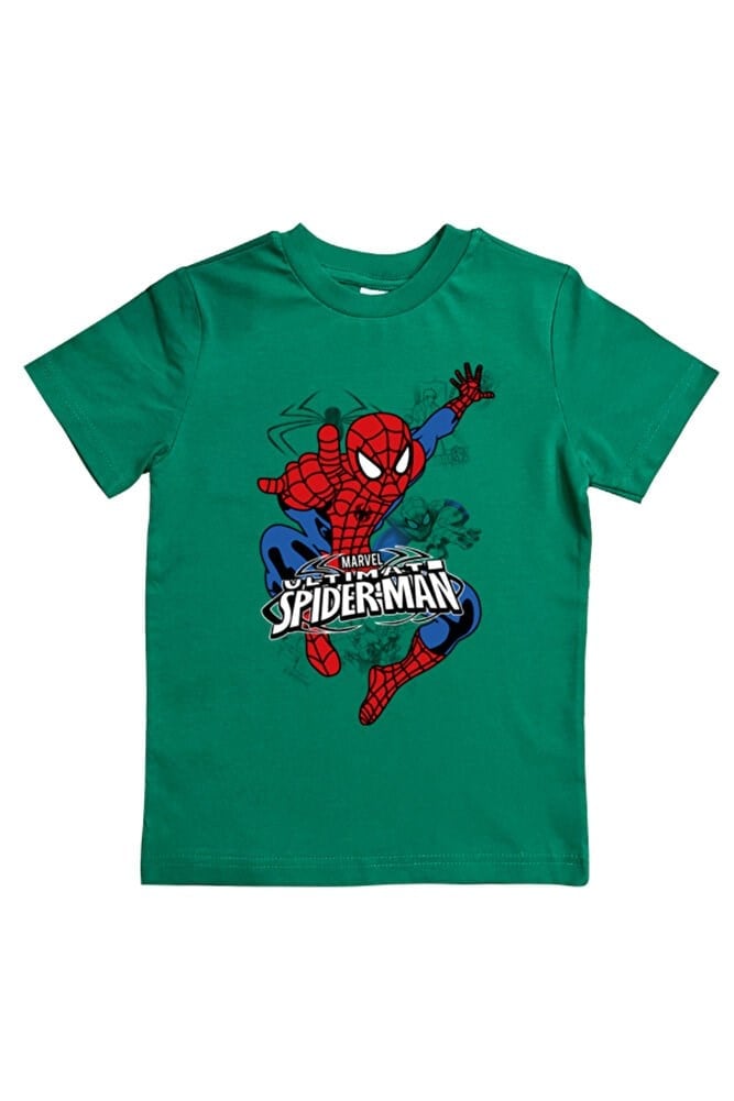 Spiderman baskılı örümcek adam pamuklu penye kumaş yazlık çocuk tişört