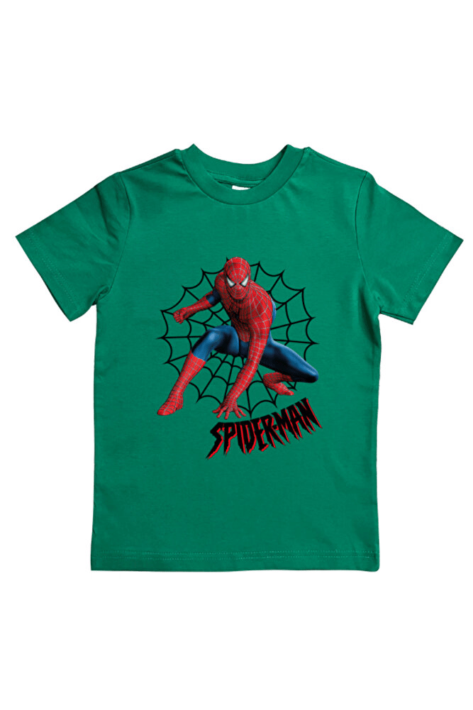Spiderman baskılı örümcek adam pamuklu penye kumaş yazlık çocuk tişört