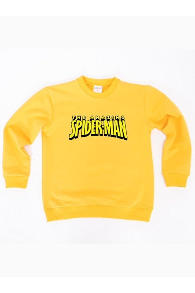 Spiderman baskılı örümcek adam pamuklu kumaş çocuk sweatshirt