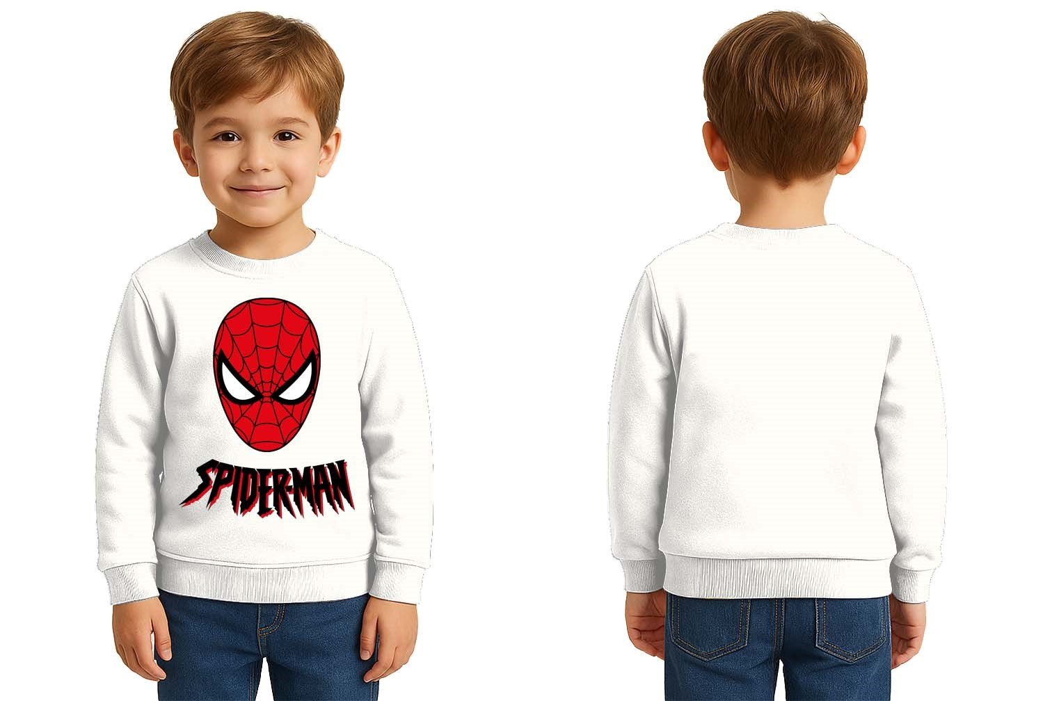 Spiderman baskılı örümcek adam pamuklu kumaş çocuk sweatshirt