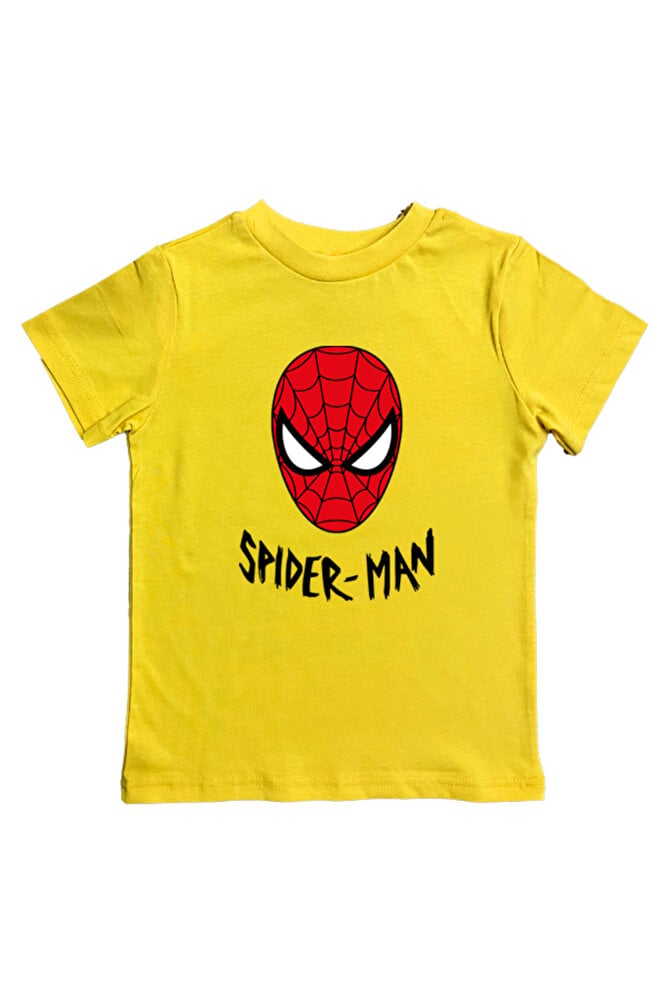 Spiderman baskılı örümcek adam pamuklu penye kumaş yazlık çocuk tişört