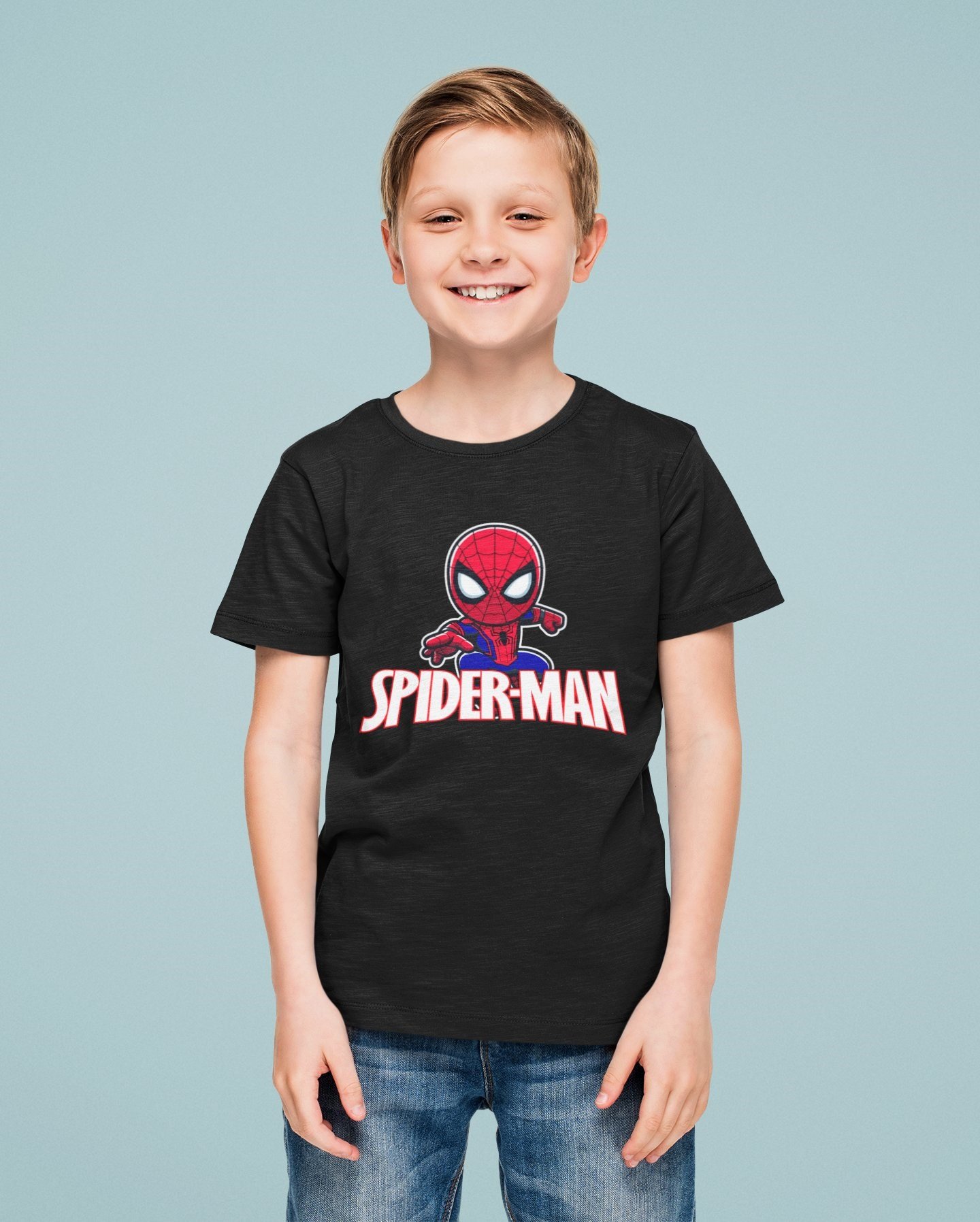 Spiderman baskılı örümcek adam pamuklu penye kumaş yazlık çocuk tişört