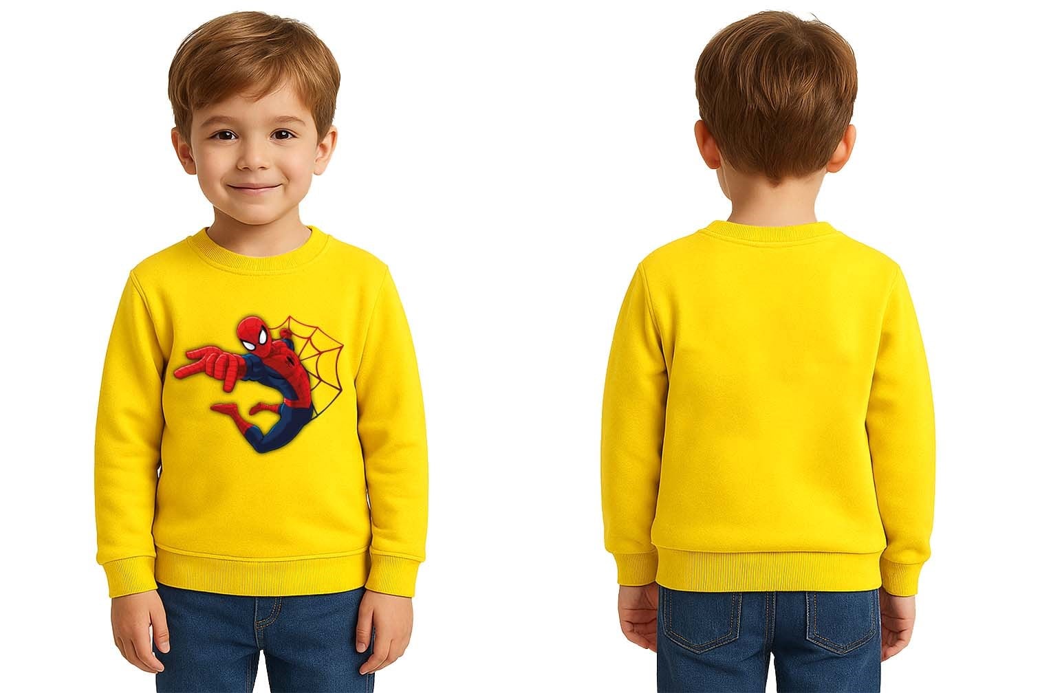 Spiderman baskılı örümcek adam pamuklu kumaş çocuk sweatshirt