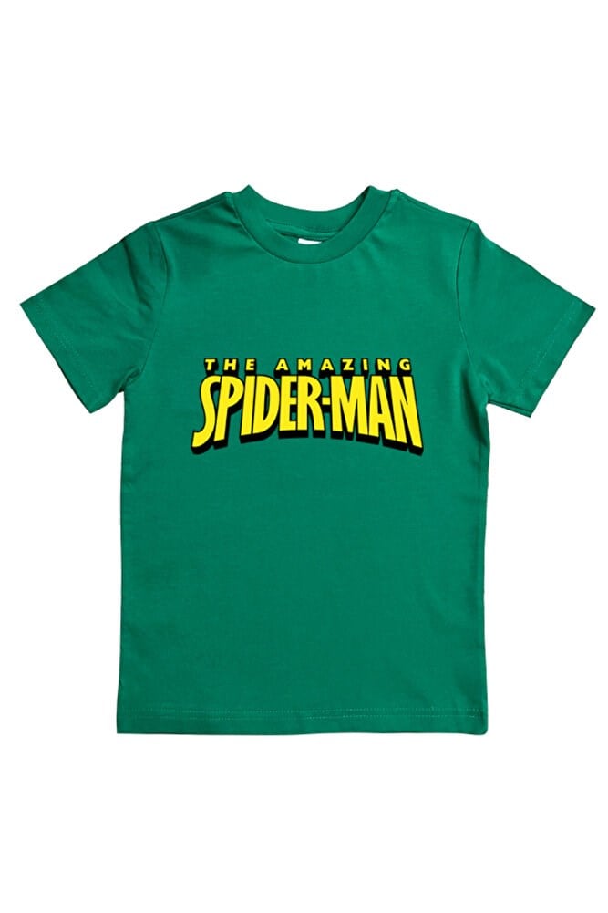 Spiderman baskılı örümcek adam pamuklu penye kumaş yazlık çocuk tişört
