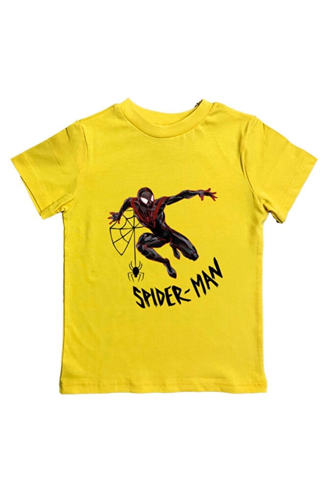 Spiderman baskılı örümcek adam pamuklu penye kumaş yazlık çocuk tişört