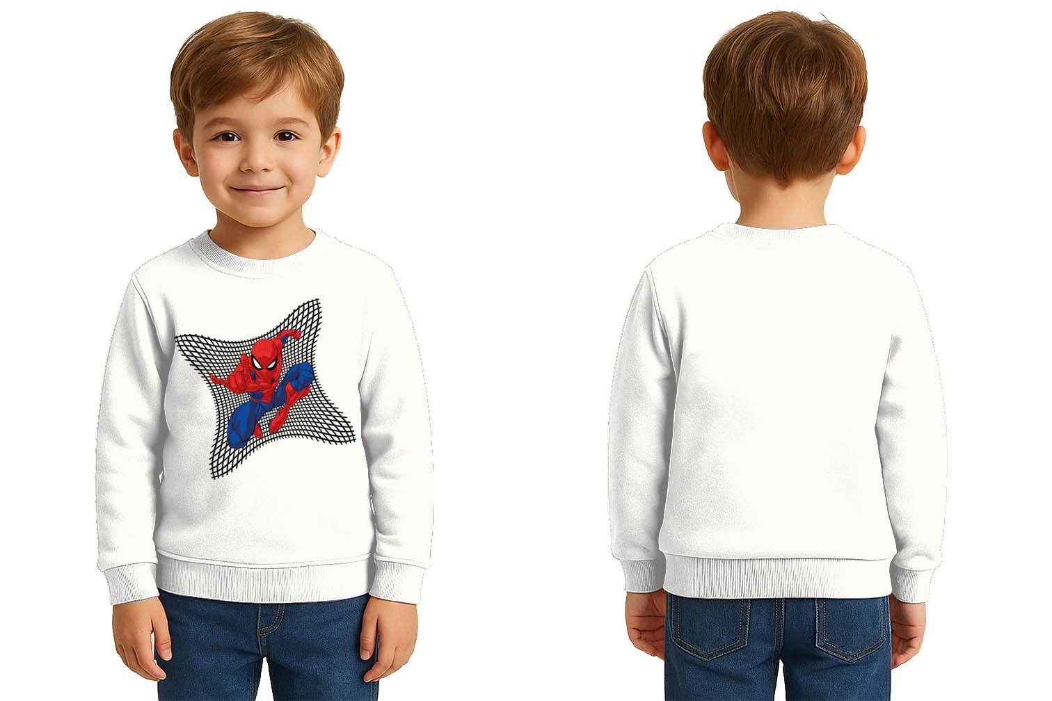Spiderman baskılı örümcek adam pamuklu kumaş çocuk sweatshirt
