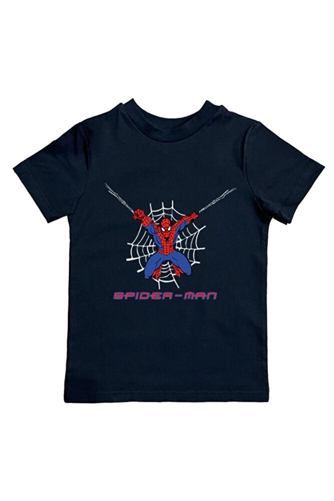 Spiderman baskılı örümcek adam pamuklu penye kumaş yazlık çocuk tişört