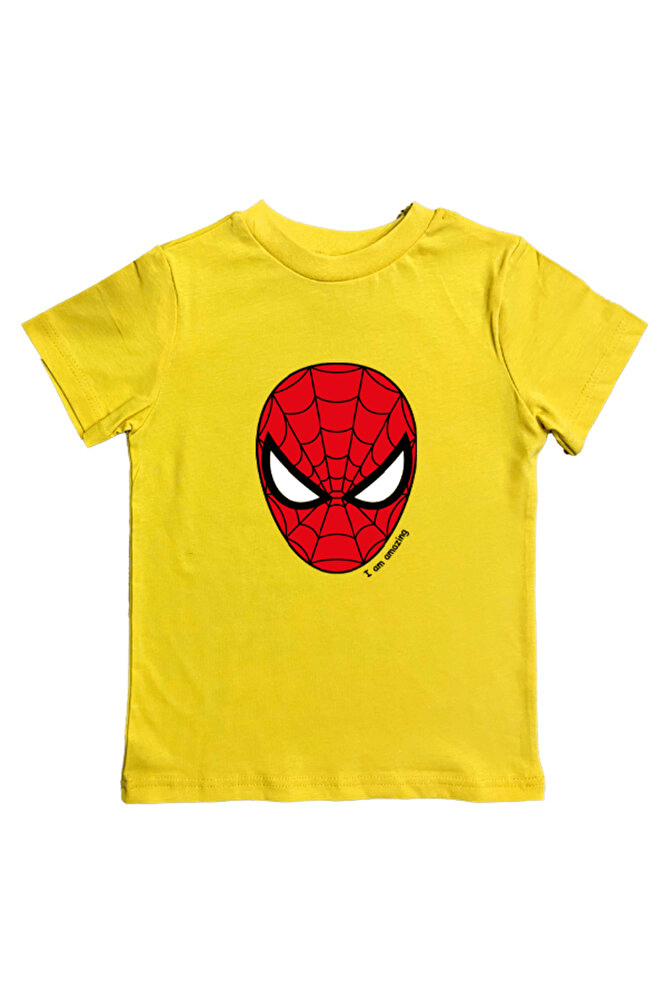 Spiderman baskılı örümcek adam pamuklu penye kumaş yazlık çocuk tişört