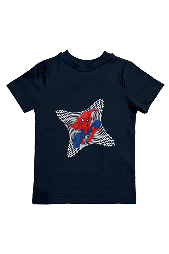 Spiderman baskılı örümcek adam pamuklu penye kumaş yazlık çocuk tişört