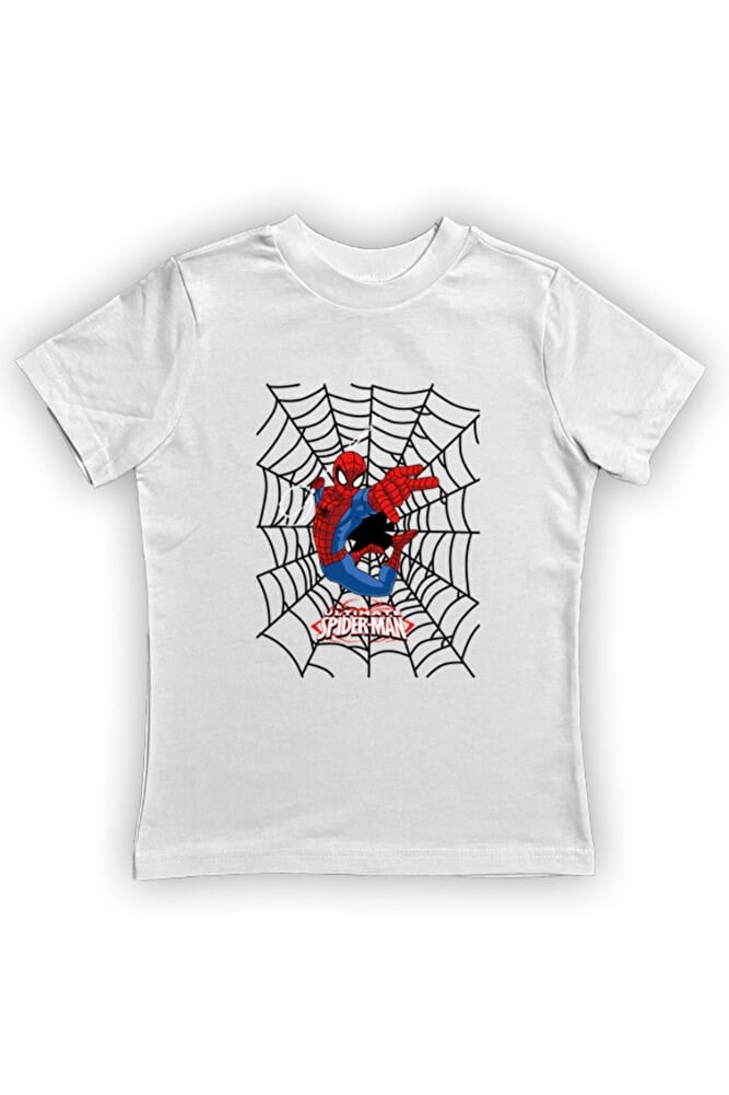 Spiderman baskılı örümcek adam pamuklu penye kumaş yazlık çocuk tişört