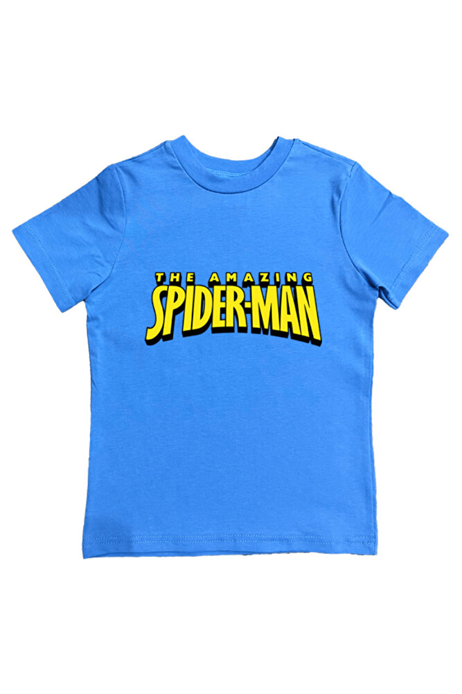 Spiderman baskılı örümcek adam pamuklu penye kumaş yazlık çocuk tişört