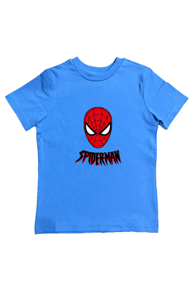 Spiderman baskılı örümcek adam pamuklu penye kumaş yazlık çocuk tişört
