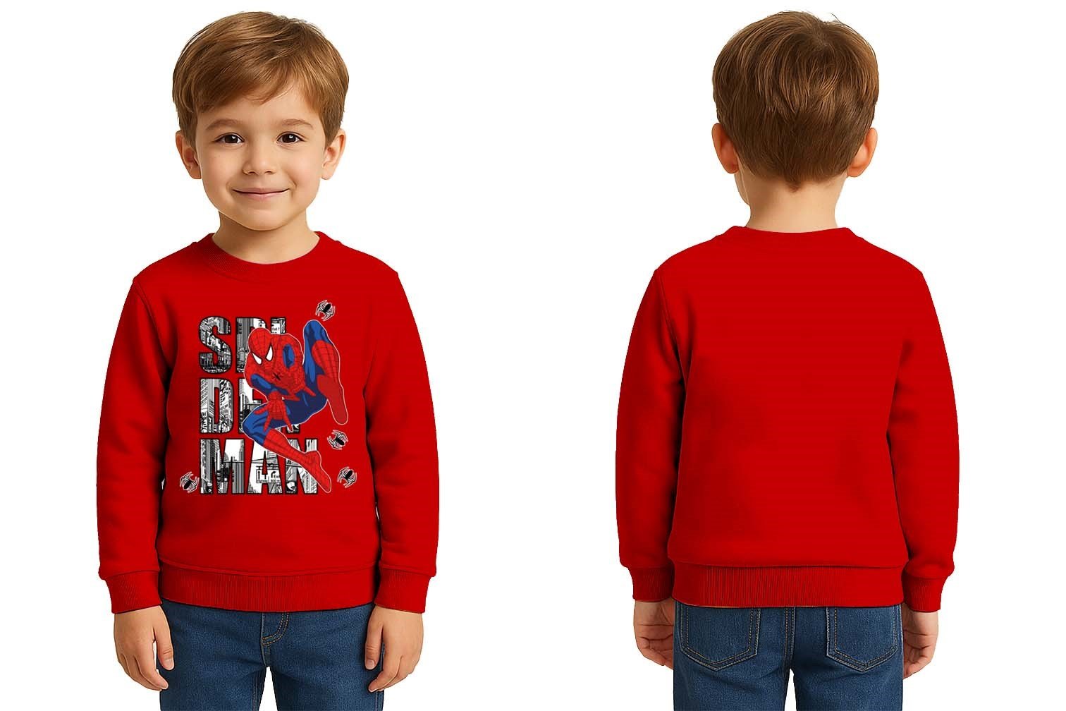 Spiderman baskılı örümcek adam pamuklu kumaş çocuk sweatshirt