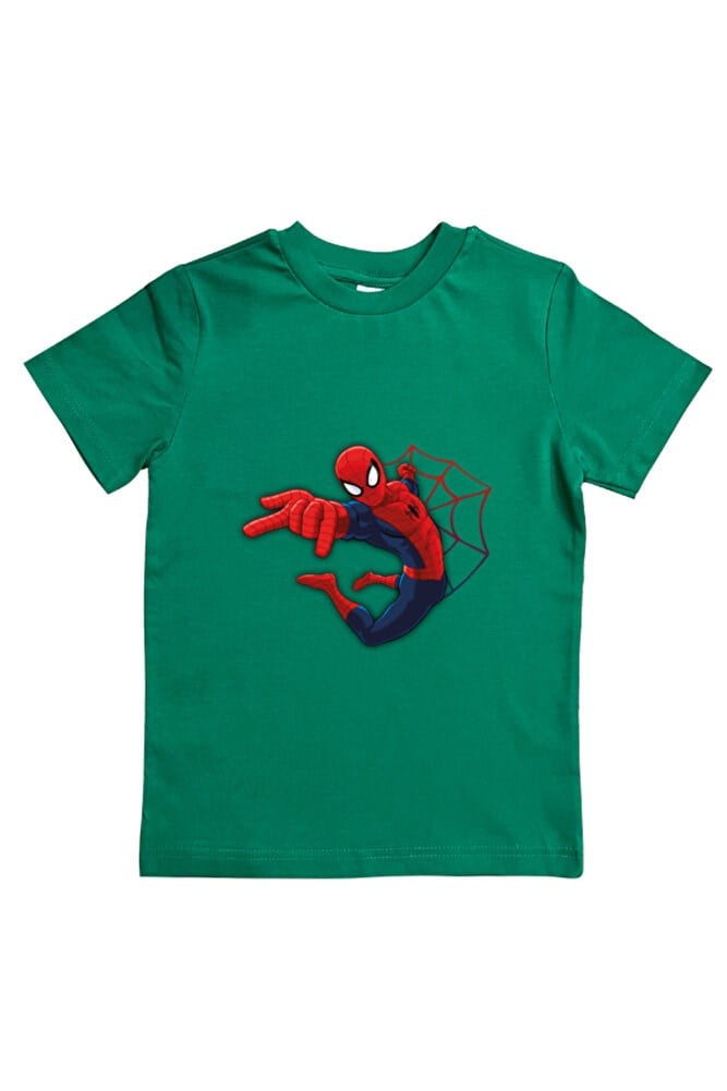Spiderman baskılı örümcek adam pamuklu penye kumaş yazlık çocuk tişört