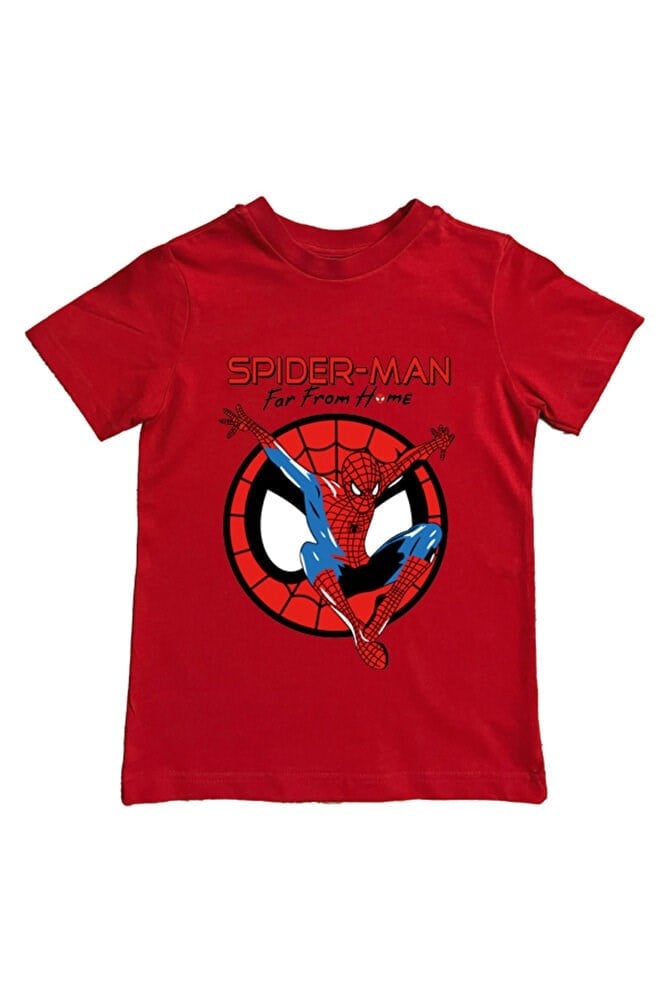 Spiderman baskılı örümcek adam pamuklu penye kumaş yazlık çocuk tişört