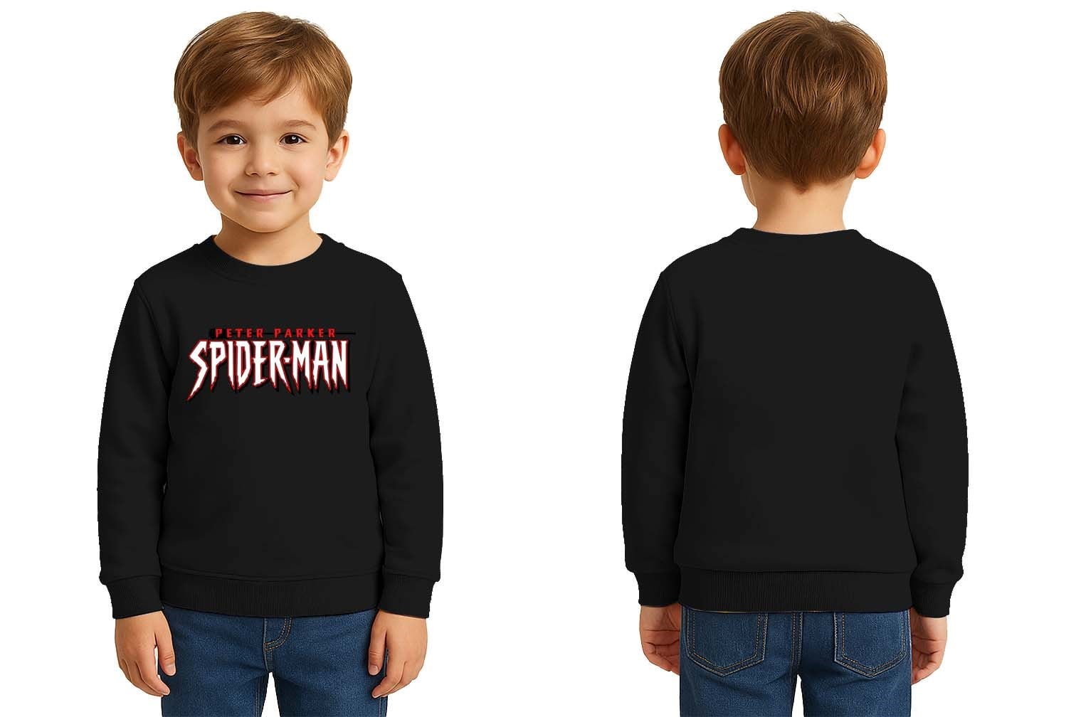 Spiderman baskılı örümcek adam pamuklu kumaş çocuk sweatshirt