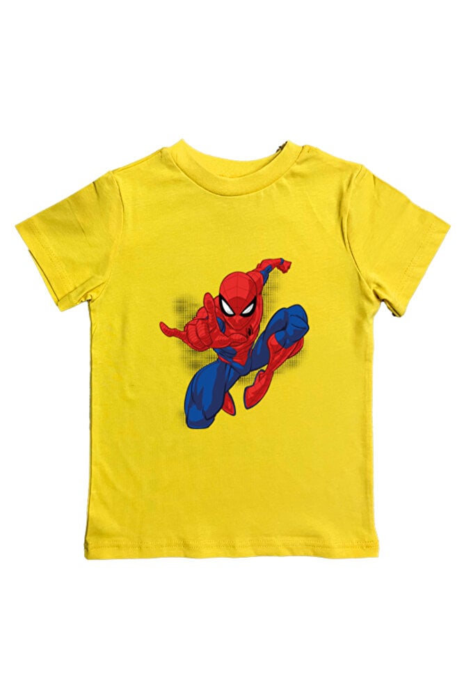 Spiderman baskılı örümcek adam pamuklu penye kumaş yazlık çocuk tişört