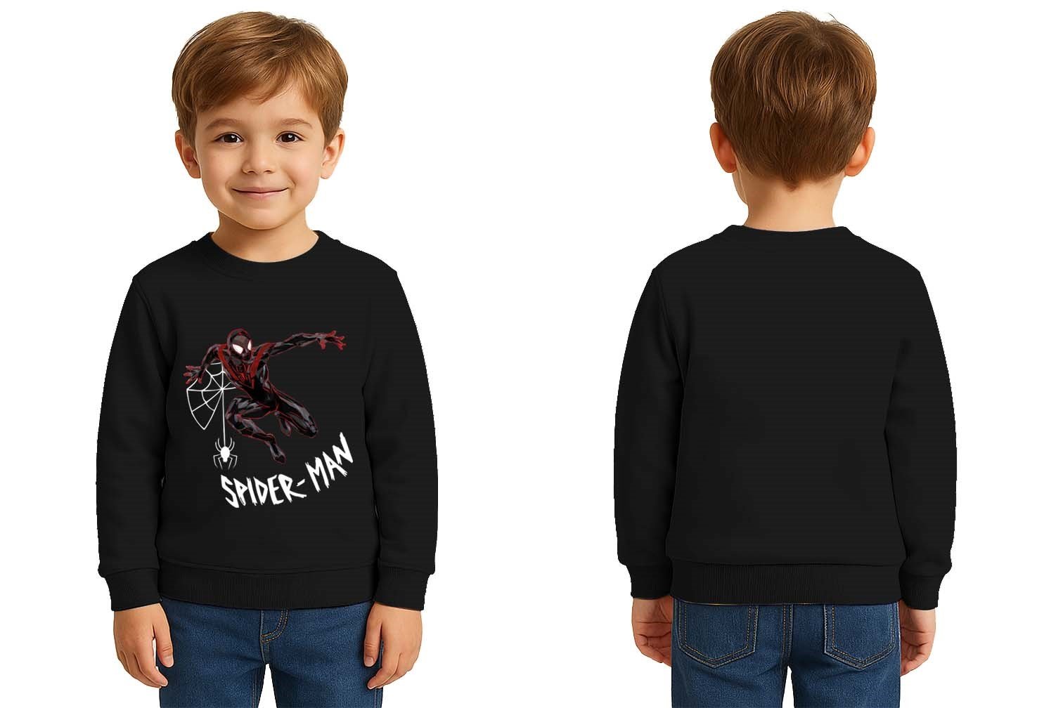 Spiderman baskılı örümcek adam pamuklu kumaş çocuk sweatshirt