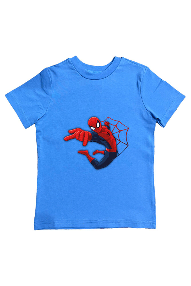 Spiderman baskılı örümcek adam pamuklu penye kumaş yazlık çocuk tişört