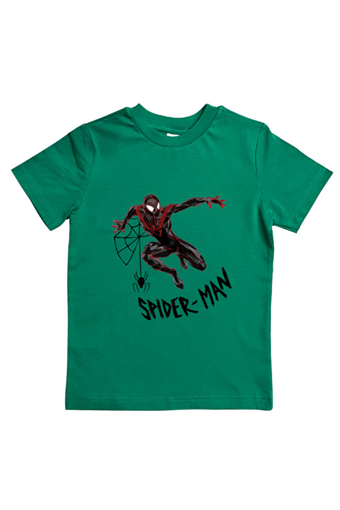 Spiderman baskılı örümcek adam pamuklu penye kumaş yazlık çocuk tişört