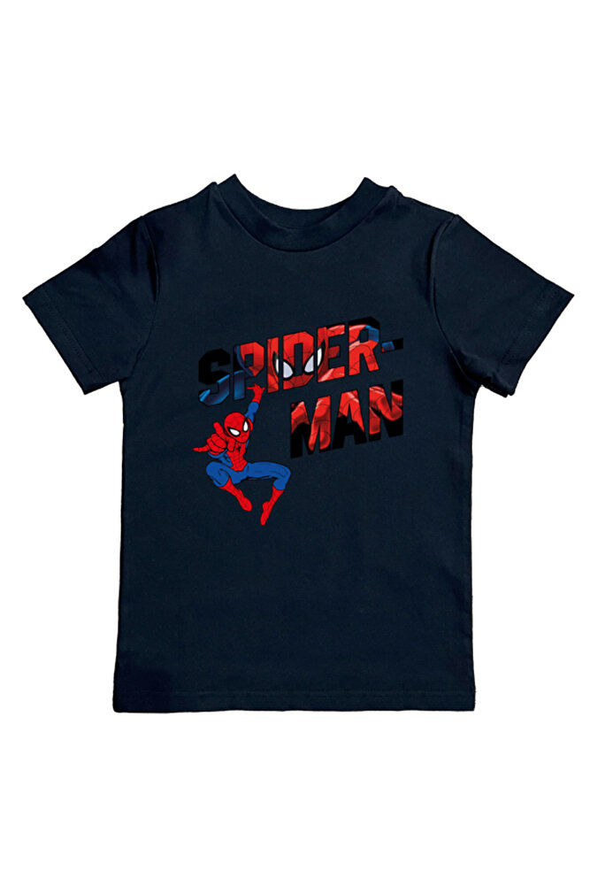 Spiderman baskılı örümcek adam pamuklu penye kumaş yazlık çocuk tişört