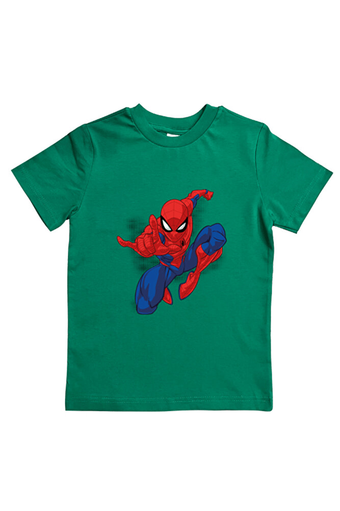 Spiderman baskılı örümcek adam pamuklu penye kumaş yazlık çocuk tişört