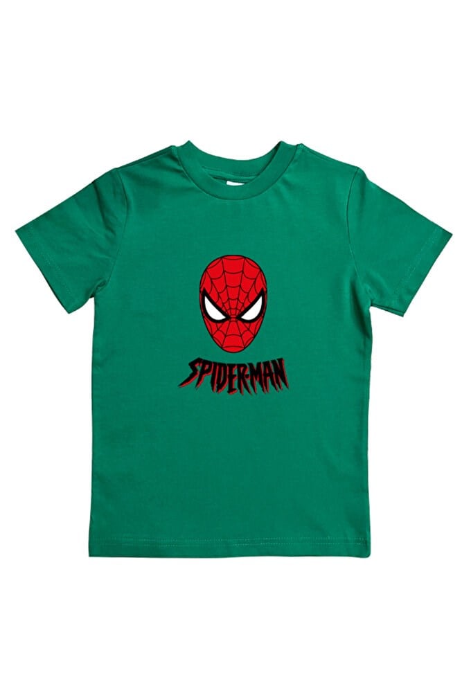 Spiderman baskılı örümcek adam pamuklu penye kumaş yazlık çocuk tişört