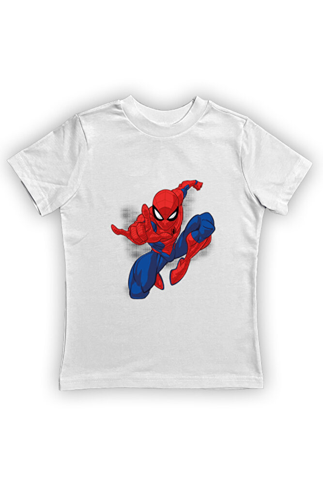 Spiderman baskılı örümcek adam pamuklu penye kumaş yazlık çocuk tişört