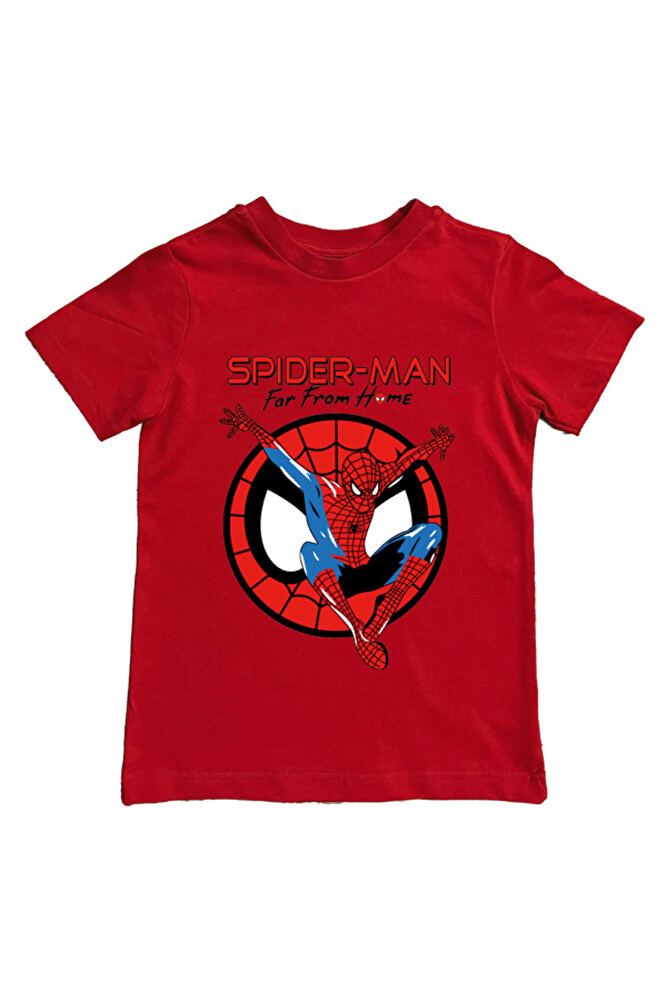 Spiderman baskılı örümcek adam pamuklu penye kumaş yazlık çocuk tişört