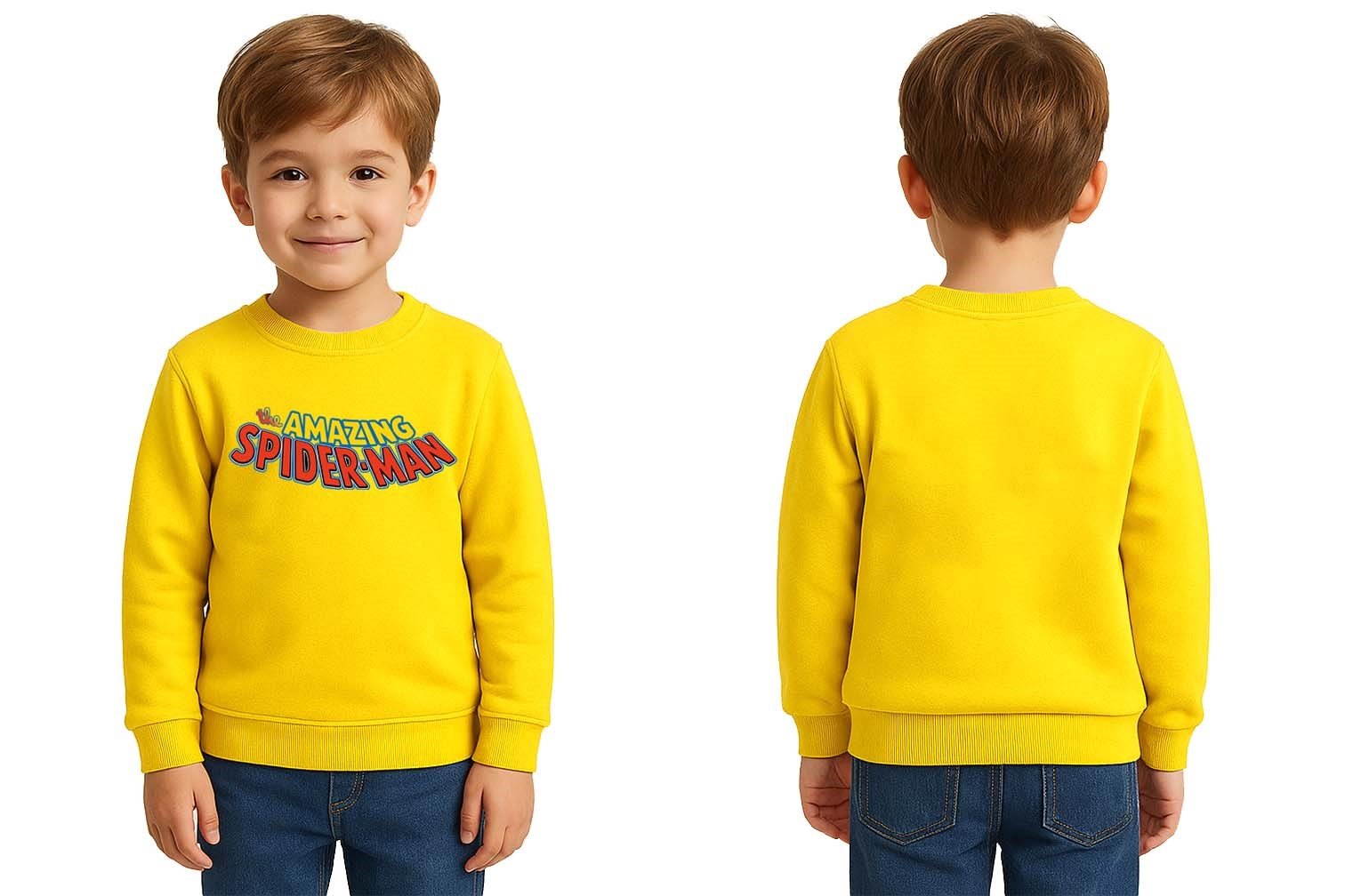 Spiderman baskılı örümcek adam pamuklu kumaş çocuk sweatshirt