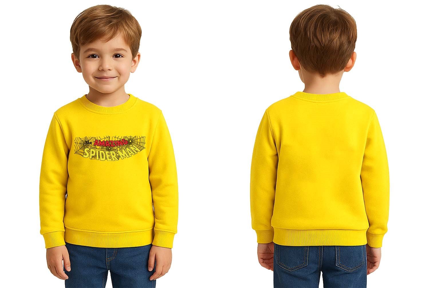 Spiderman baskılı örümcek adam pamuklu kumaş çocuk sweatshirt