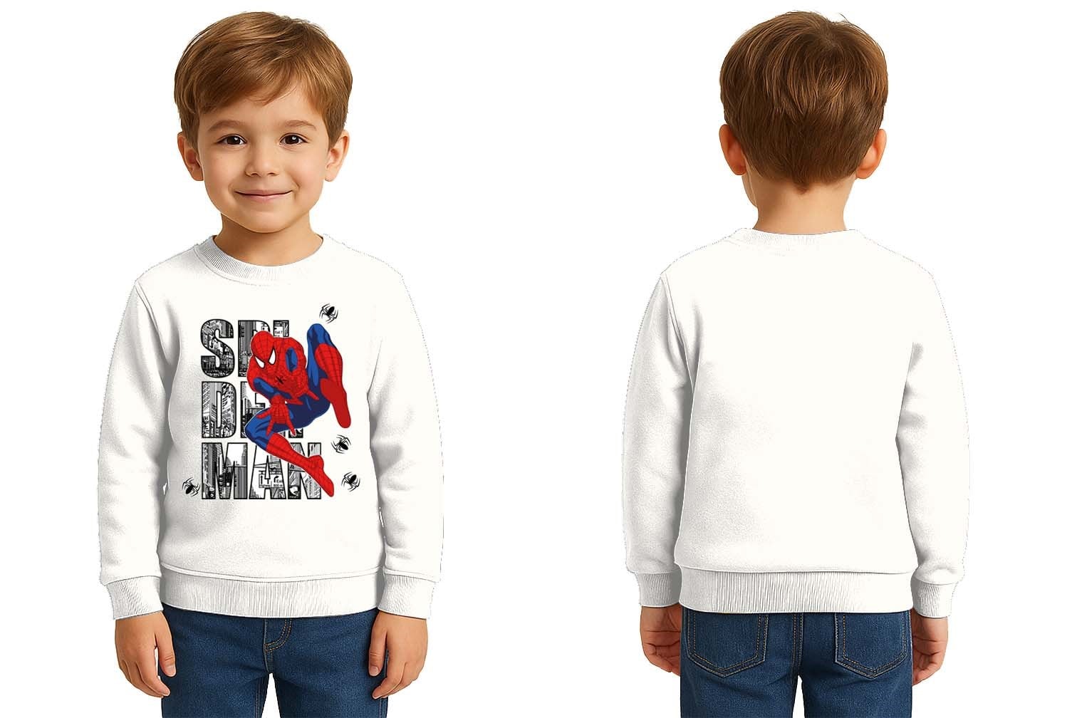 Spiderman baskılı örümcek adam pamuklu kumaş çocuk sweatshirt