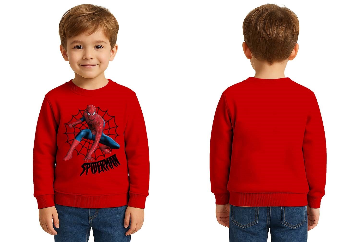 Spiderman baskılı örümcek adam pamuklu kumaş çocuk sweatshirt