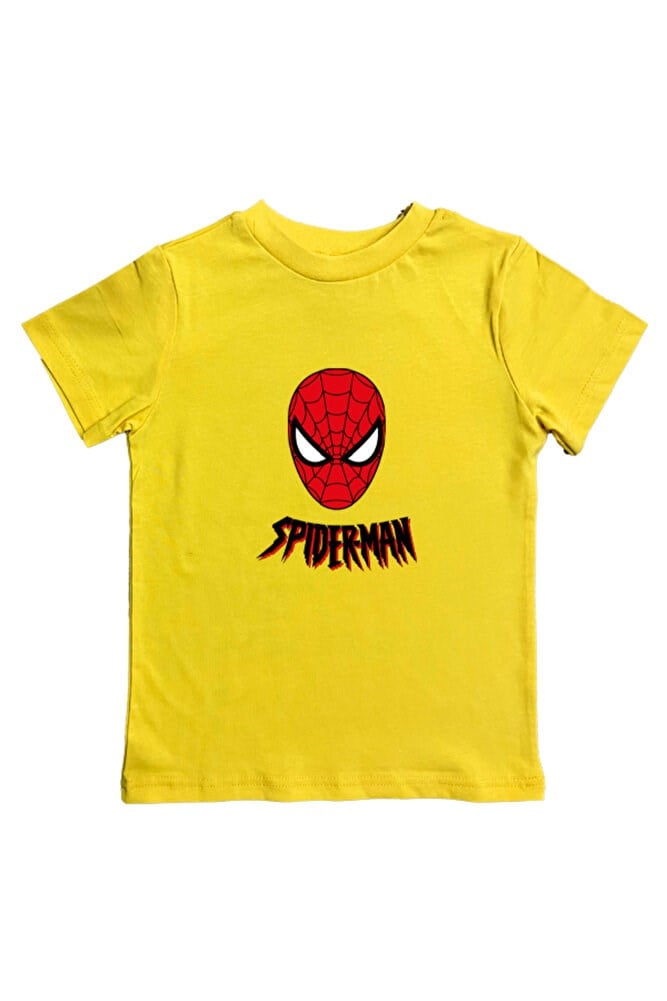 Spiderman baskılı örümcek adam pamuklu penye kumaş yazlık çocuk tişört