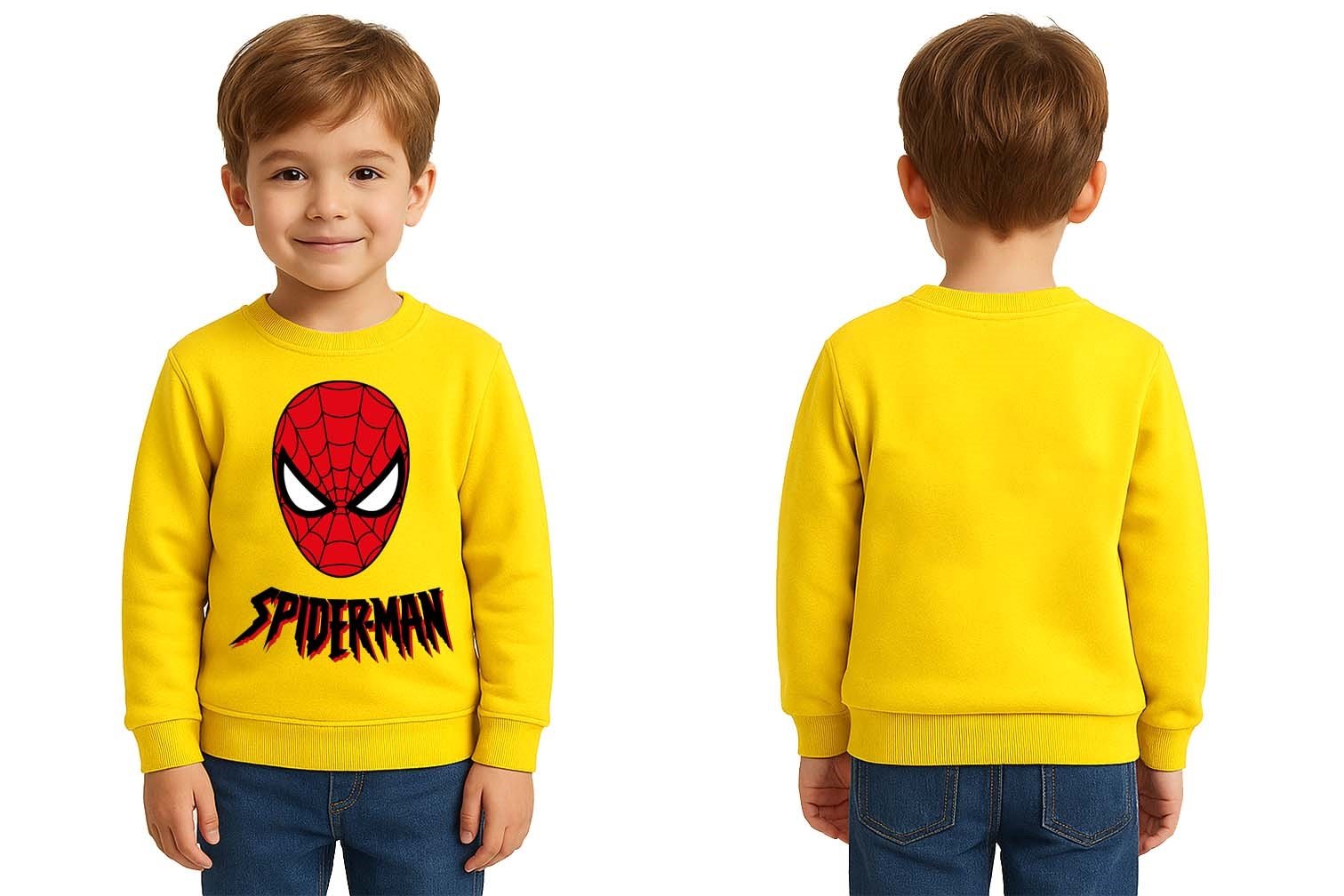 Spiderman baskılı örümcek adam pamuklu kumaş çocuk sweatshirt
