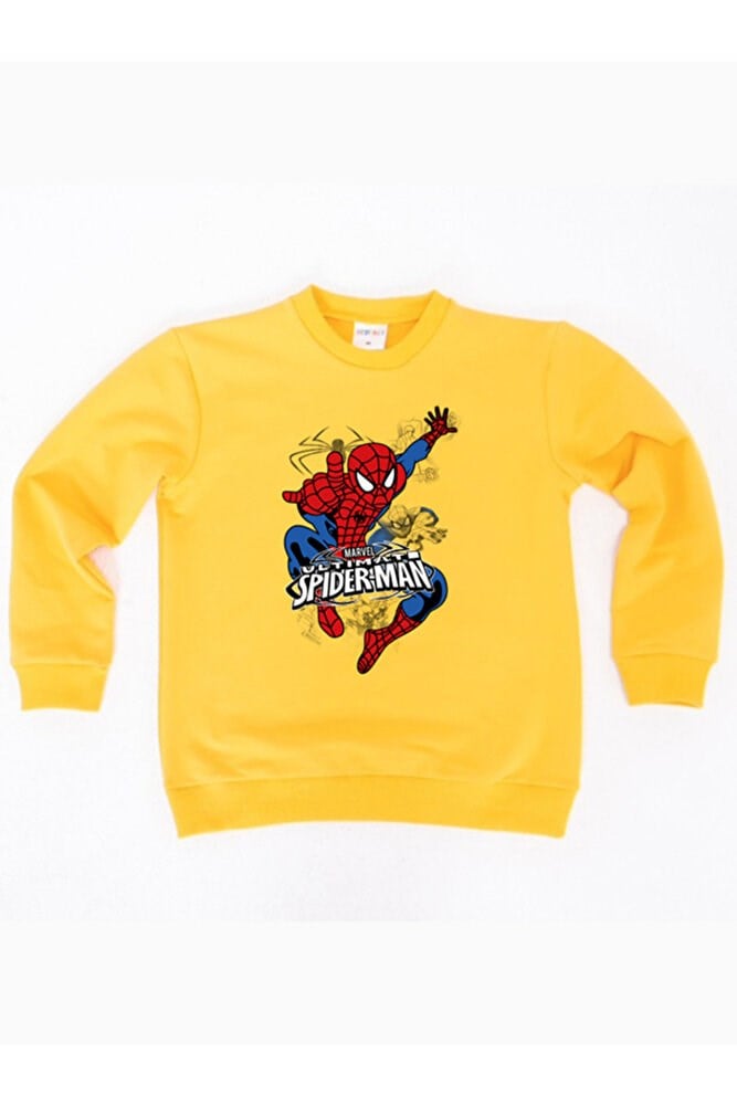 Spiderman baskılı örümcek adam pamuklu kumaş çocuk sweatshirt