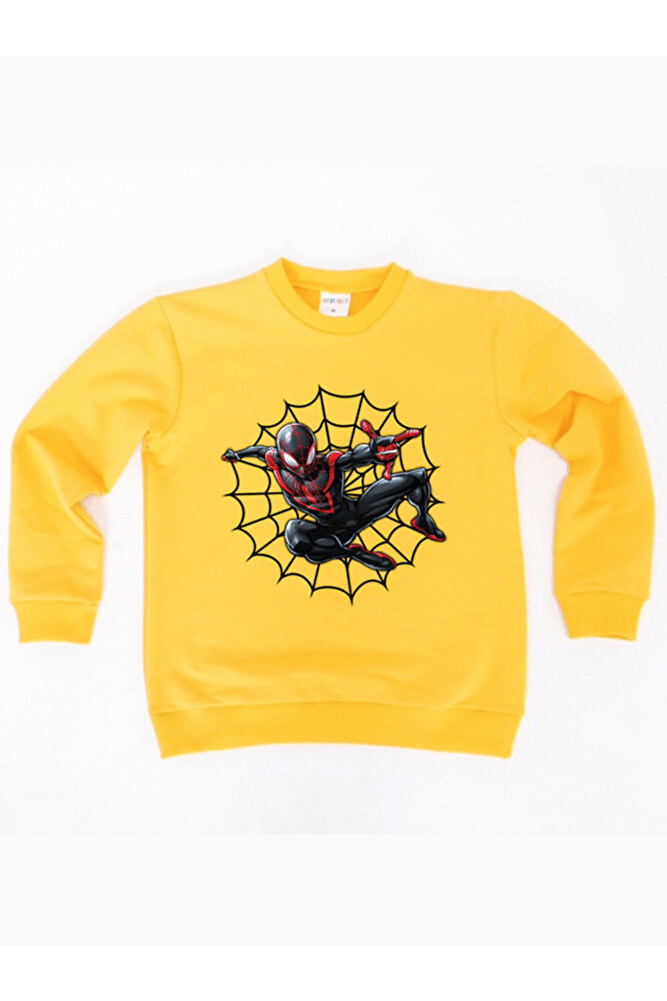 Spiderman baskılı örümcek adam pamuklu kumaş çocuk sweatshirt