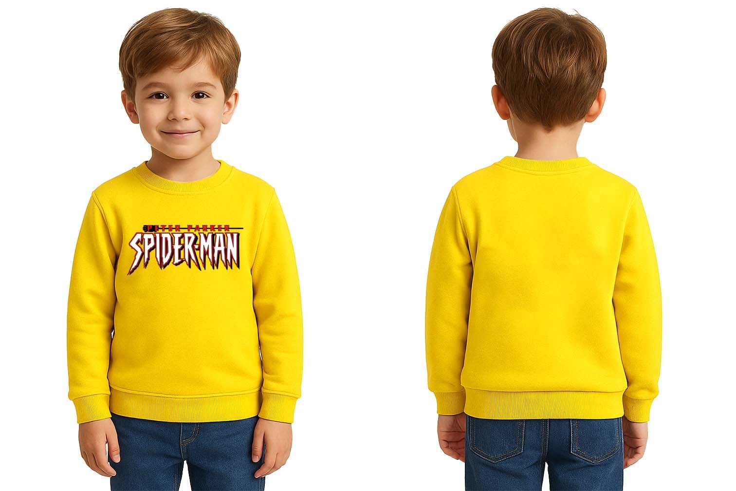 Spiderman baskılı örümcek adam pamuklu kumaş çocuk sweatshirt