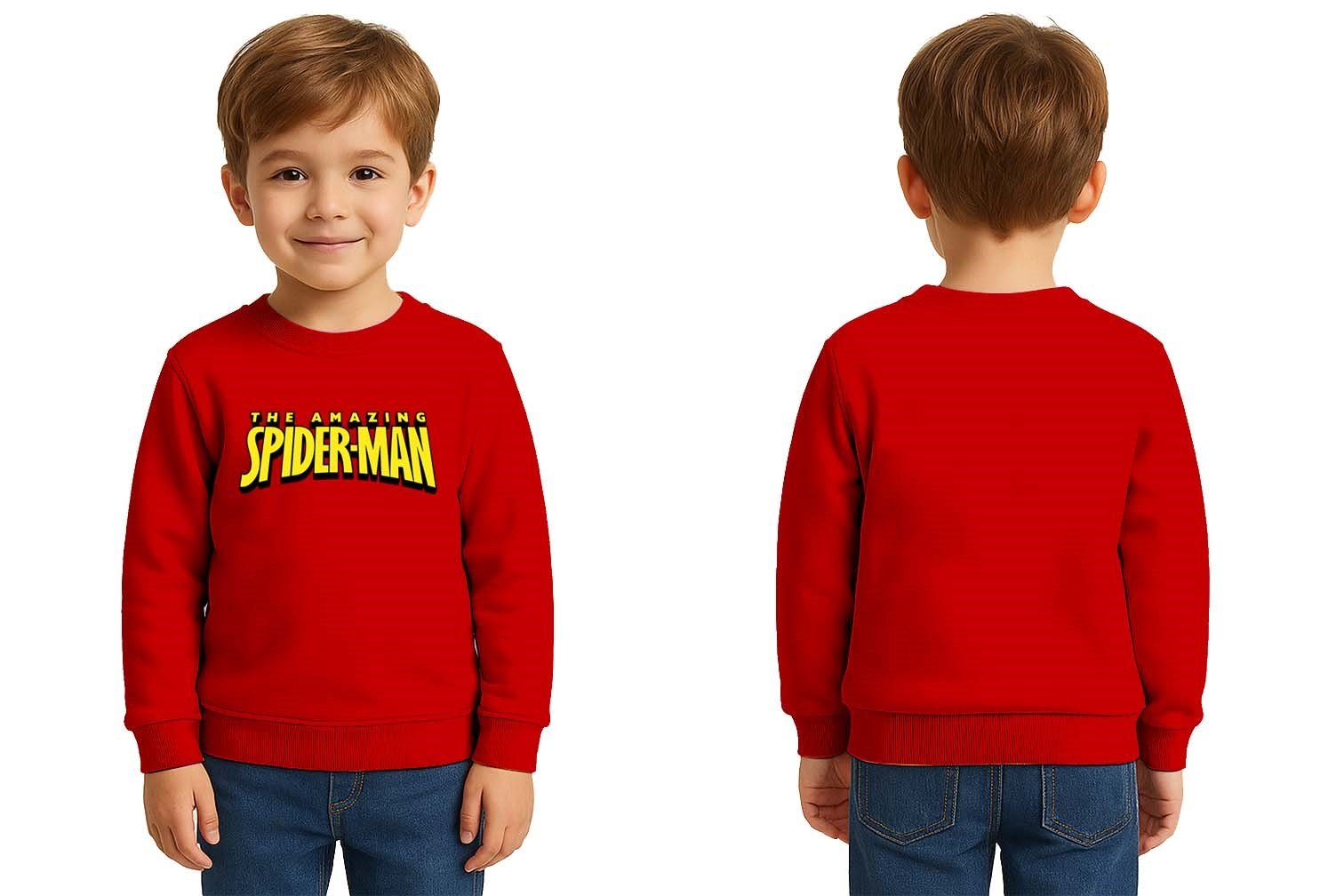 Spiderman baskılı örümcek adam pamuklu kumaş çocuk sweatshirt