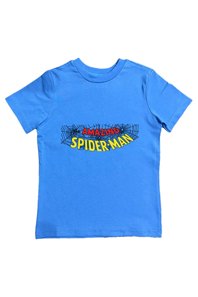 Spiderman baskılı örümcek adam pamuklu penye kumaş yazlık çocuk tişört