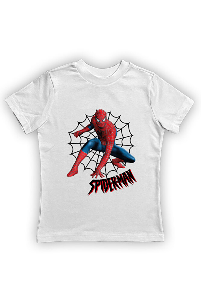 Spiderman baskılı örümcek adam pamuklu penye kumaş yazlık çocuk tişört