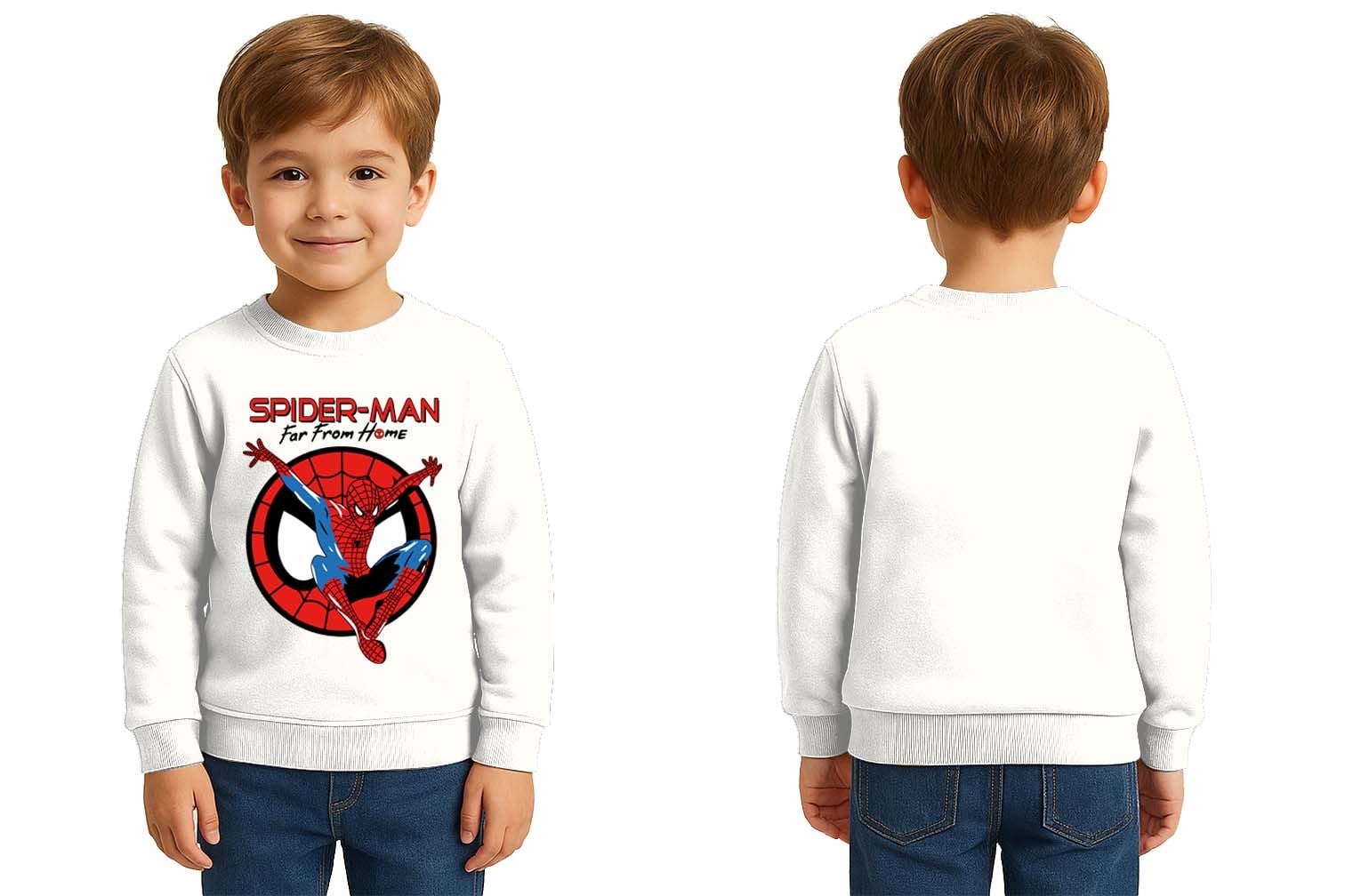 Spiderman baskılı örümcek adam pamuklu kumaş çocuk sweatshirt