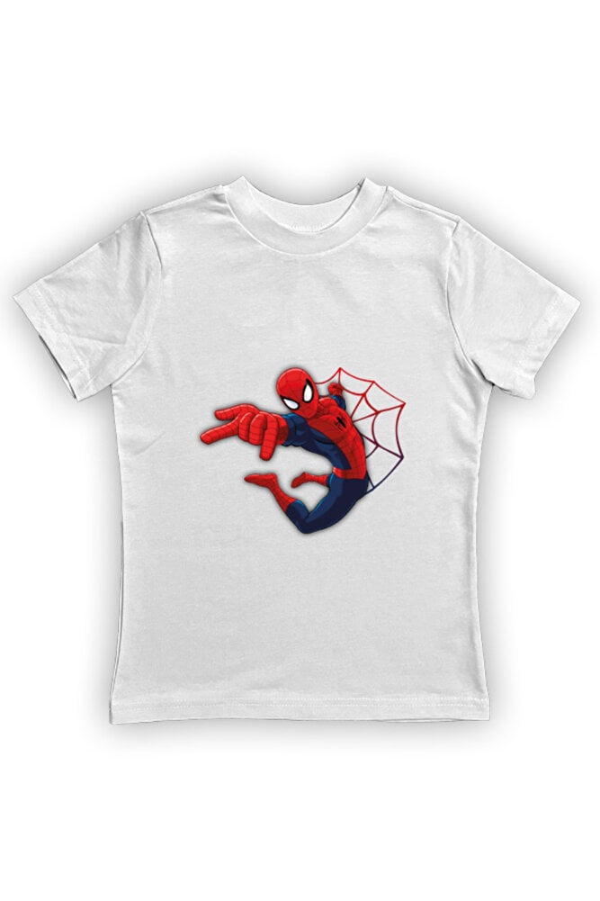 Spiderman baskılı örümcek adam pamuklu penye kumaş yazlık çocuk tişört