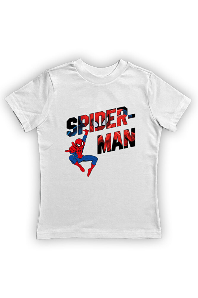 Spiderman baskılı örümcek adam pamuklu penye kumaş yazlık çocuk tişört