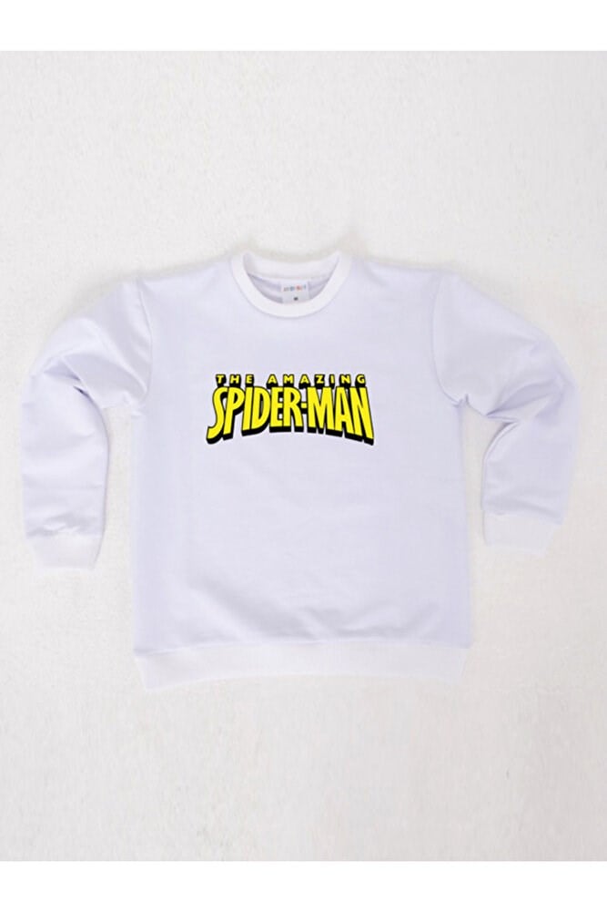 Spiderman baskılı örümcek adam pamuklu kumaş çocuk sweatshirt