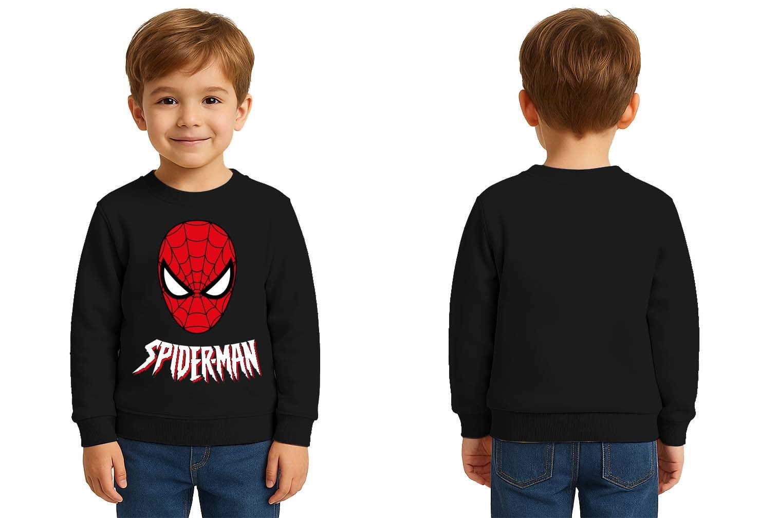 Spiderman baskılı örümcek adam pamuklu kumaş çocuk sweatshirt