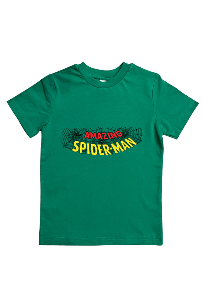 Spiderman baskılı örümcek adam pamuklu penye kumaş yazlık çocuk tişört